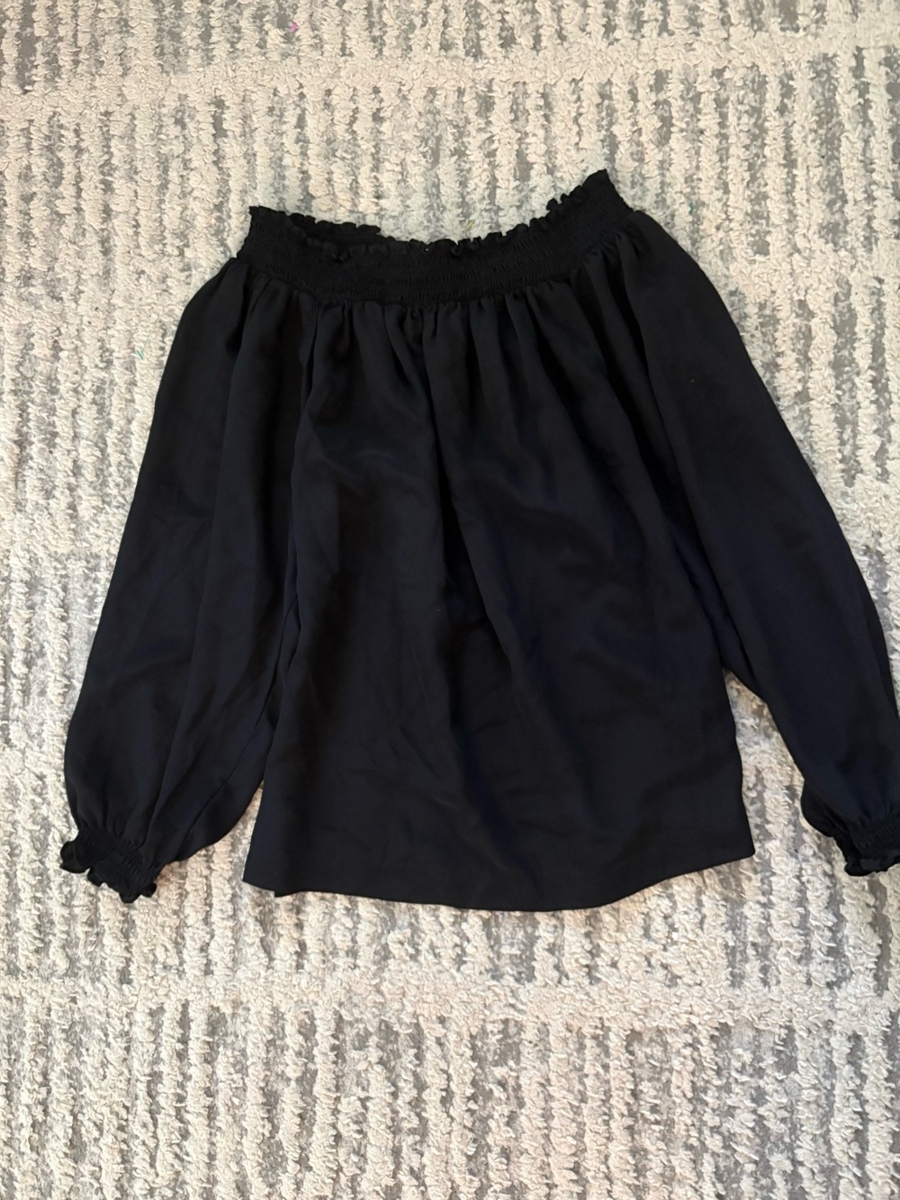 Maje 100% silk black lightweight long sleeve elasticated top blouse size L - Picture 1 of 5